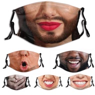 Halloween Funny Mouth Face Mask Washable Reusable Adult Protective Cotton Face Mask Prank Simulation Face Mask Fun Print