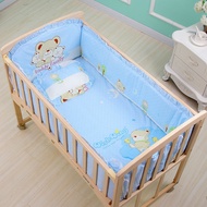 6PCS Cotton Baby Crib Bedding Set with Bumper Mattress Cushion Pillow Crib Around Cushion Cot Protec