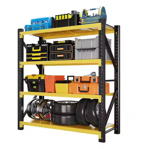 59" W Garage Shelving 3000LBS Garage Storage Shelves 4-Tier Metal Adjustable Shelf Unit Storage Rack