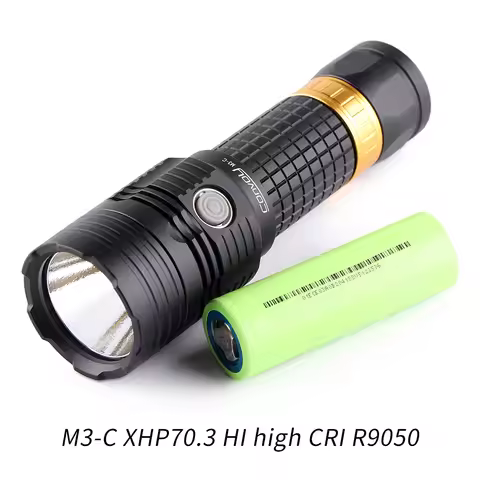 Convoy M3-C XHP70.3 HI R9050 high CRI, 26650 26800 rechargeable flashlight, torch ,with 26800 extens