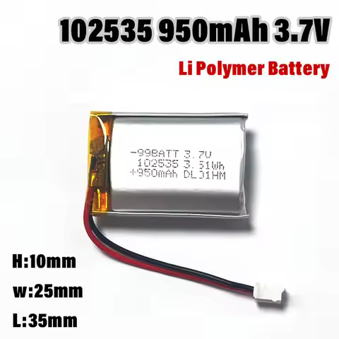 102535 3.7V 950mAh Lipo Rechargeable Polymer Lithium Battery Plug Ph2.0 for Beauty Equipment Massage