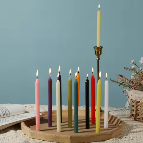12pc/box Unscented Assorted Colors Mini Taper Candle, Great For Emergency lighting, Rituals, Spells,