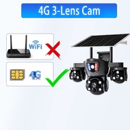 V380pro กล้องวงจรปิด 4G Sim Solar Triple Lens Triple Screen 15MP 8K 10X PTZ 360 °   การตรวจจับความเค