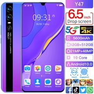 Global Version Y47 4G Android Mobile Phone 6.5inch 12GB+512GB 21MP+48MP Camera Smartphones Face ID u