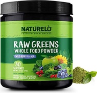 [PRE-ORDER] NATURELO Raw Greens Superfood Powder - Supplement to Boost Energy, Detox, Enhance Health - Organic Spirulina &amp; Wheat Grass - Whole Food Nutrition from Fruits &amp; Vegetables - 30 Servings (ETA: 2023-08-31)