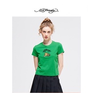 Ed Hardy Street Wear - Printed Cotton Round Neck Short Sleeve Tops for Women
