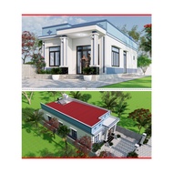 Dk241 7x15m 4th Level House Design Drawing with Roof Printed on A3 Paper, Full 3D Color, Beautiful H