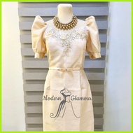 ✑ ✓ ◇ MID Dress Puffed Sleeve Ninang Gown, Mother Dress