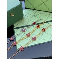 LOLA ROSE Lola Rose Laura Rose Ivy Series Red Agate Three Flowers Three Diamonds925Silver bracelet g