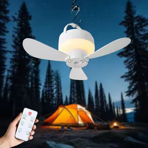 5.51 Inch USB Portable Ceiling Fan 1800mAh Battery Hanging Pop Up Tent Fans for Tents Canopies Beach