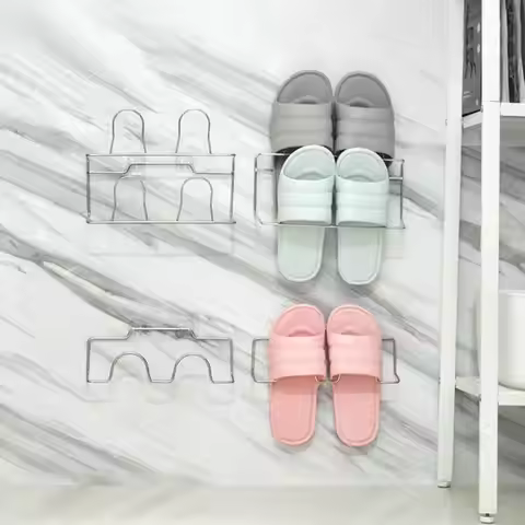 Slipper Rack Bathroom Punch Free Wall Mounted Toilet Shoes Rack Bathroom Wall Sandal Rack Storage Ra