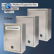 ALLRE Letter Box, Stainless Steel Waterproof Mailbox, Portable 3 Sizes with Locks Ballot Box Outdoor