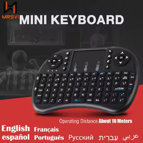 i8 Mini Wireless Keyboard 2.4G Handheld Touch Classic Black French Spanish Russian Air Mouse Game Ke