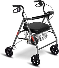 Walkers for seniors Walking Frame,Rollator Folding Four Wheel Walker with Padded Seat Lockable Brakes Ergonomic Handles Shopping Basket Limited Mobility Aid,Space Saver rollator walker, Durable Mobili