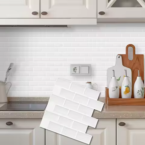 1/5pcs Peel & Stick Backsplash Tile Textured Self-Adhesive Subway Wall Tile for Kitchen Bathroom Lau