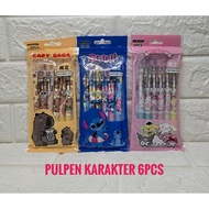 6-Piece Character Printed Pens 6-Piece Mechanical Pens