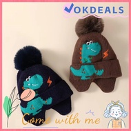 OKDEALS Baby Knitted Hat, Warm Windproof Kids Earmuffs Cap, 2-8year Boy Girl Cartoon Dinosaur Knitte