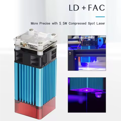 40W Blue Laser Module Head 450nm 5500mw For CNC 3018 1610 3020 Engraving Machine Metal Wood PVC Leat
