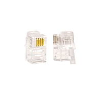 100Pack Transparent Color RJ9 Telephone Cable Plug 4P4C Connector