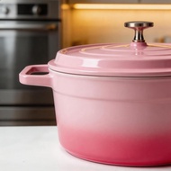 24cm Premium Enameled Cast Iron Dutch Oven Mint Casserole Pot for Gas Electric Induction &