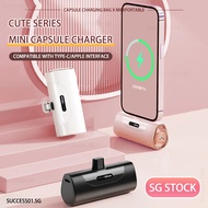 【SG Stock】5000mAh Portable Charger Wireless Powerbank Fast Charging Mini Power Bank Comaptible With iPhone/Type-C Portable Charger Capsule