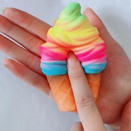 Kawaii Squishy 10cm Rainbow Ice Cream Cone Slow Rising Scented Jumbo Abreact Toy
