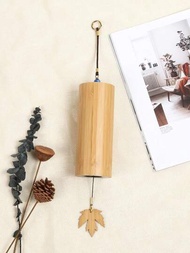 1個楓葉吊墜風鈴竹製風鈴,用於療癒冥想和陽台裝飾掛飾,手持式風鈴,生日禮物