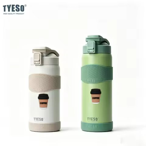 TYESO Vacuum Flasks Insulated Water Bottle Coffee Sticker 304 Stainless Steel Leakproof Sports Bottl