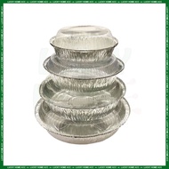 Ready Stock!!! Round Aluminium Foil Tray Cake Tray Bread Tray Container Plate with Lid 10pcs Bekas A