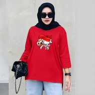 Kaos Oversize 17 Agustusan Lengan 7/8 / Atasan Kemerdekaan NKRI Seragaman Agustusan / Atasan Oversize HUT RI 2023