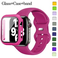 Silicone Strap+case for Apple Watch Band 44mm 40mm 45mm 41mm 49mm 42mm 38mm 44 45 Mm Bracelet Iwatch