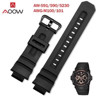 Resin Strap for Casio G-SHOCK AW-591 AW-590 AWG-M100 101 Men Sport Waterproof 16mm Replacement Bracelet Band Watch Accessories
