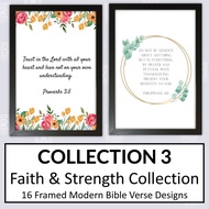 Bible Verse Wall Art with Frame – Strength & Faith Collection Christian Home Decor