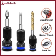 MULINHE Impact Hex Converter For Screwdriver Bit 1/2 3/8 1/4-Inch Square Drive To 1/4-Inch Qui Relea