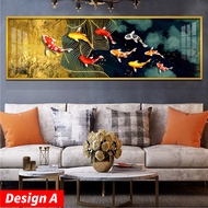 40cmx151cm Light Luxury Crystal Porcelain Wall Painting Picture Frame Wall Art Fishes Paintings 3D &