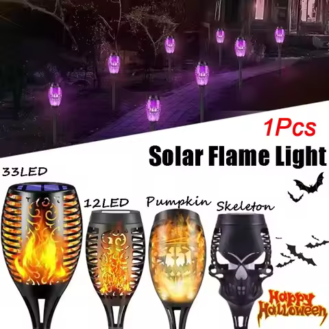 1 PCS Solar Garden Flame Lights Flickering Flame Lamp Outdoor Lawn Light Waterproof Courtyard Hellow