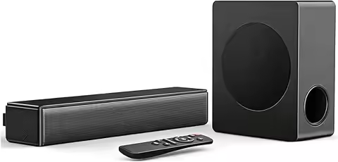 100W 2.1ch Sound Bar with Subwoofer, Dolby Atmos Surround Sound, 3D Bass Adjustable Bluetooth TV Spe