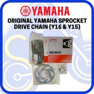 ORIGINAL YAMAHA Y15 & Y16 MOTOR SPROCKET SET WITH DRIVE CHAIN SPROCKET FULL SET Y15 & Y16 MOTORCYCLE