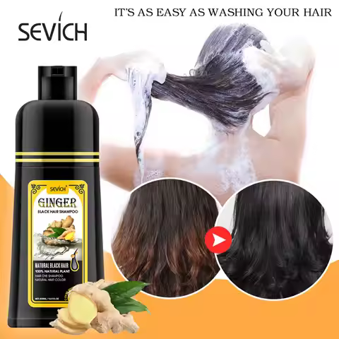 Hair Darkening Shampoo Black Hair Dye Shampoo Ginseng Extract 5 Mins Fast Grey White Hair Dyed To Bl