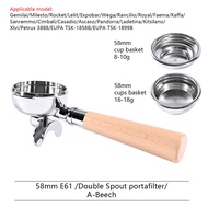 58MM 2 Ears Stainless Steel Coffee Portafilter For E61 EXPOBAR /Gemilai With Filter Basket Espresso