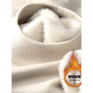 [600g] Men's Men's Solid Color One-Piece Fleece Lining Thickened Sweater Warm Half-High Neck Knitted