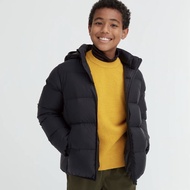 UNIQLO แท้เก็บข้อมูลแบบลบได้มีฮู้ดน้ำหนักเบาเสื้อขนเป็ดดาวน์มีฮู้ดสำหรับเด็กผู้ชายและเด็กผู้หญิงง่าย