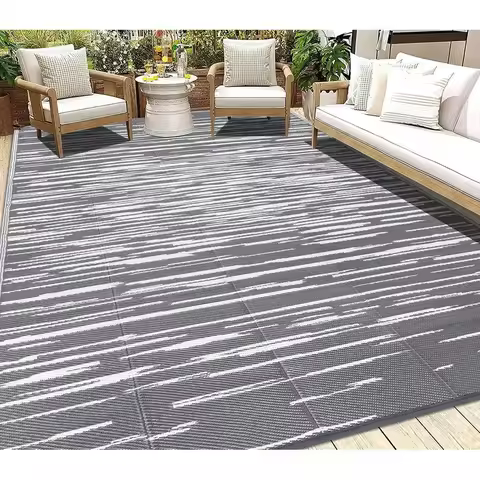 5x8 Waterproof Reversible Outdoor Rug for Patios, Camping, and Decks - Ideal for RV, Picnic, Backyar