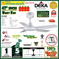 Deka Baby Fan DX Baby White ((42 inch)) DC Motor Ceiling Fan With Remote Control 5 Blades A.B.S Poly