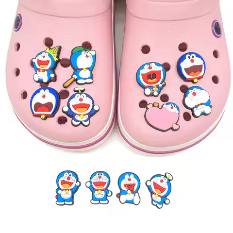 12pcs Cartoon Doraemon Shoe Charms PVC DIY Decorations for Clogs Sandals Fashion Shoe Accessories Gi
