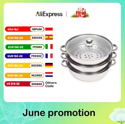 3-Tier 28CM Stainless Steel Steamer Food Cooking + Glass Lid Cookware Steam Pot Set Silver Hot Pot S