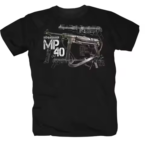 Vintage WWII German MP40 Submachine Gun T-Shirt 100% Cotton O-Neck Summer Short Sleeve Casual Mens T