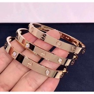 18k Rose Gold Wide Narrow Four-Diamond Bracelet Female Cartier love Classic Couple Diamond-Free Full