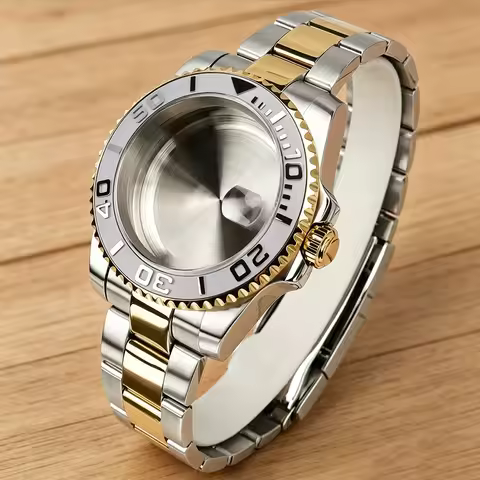 Silvery Gold 40MM Watch Case Sapphire Glass For Seiko NH35 NH36 NH34 ETA2824 Miyota8215 Movt YACHT-M