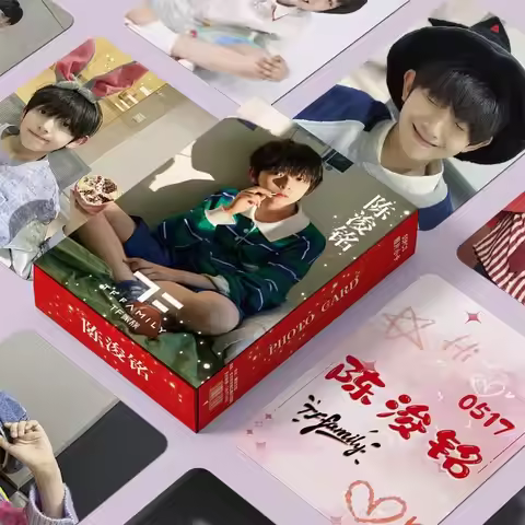 55pcs/Box TF Family Fourth Generation Chen Junming Mini Card Laser Lomo Card Fans Collection Gifts